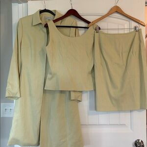3 Piece Set Skirt Top Long Coat Size 8